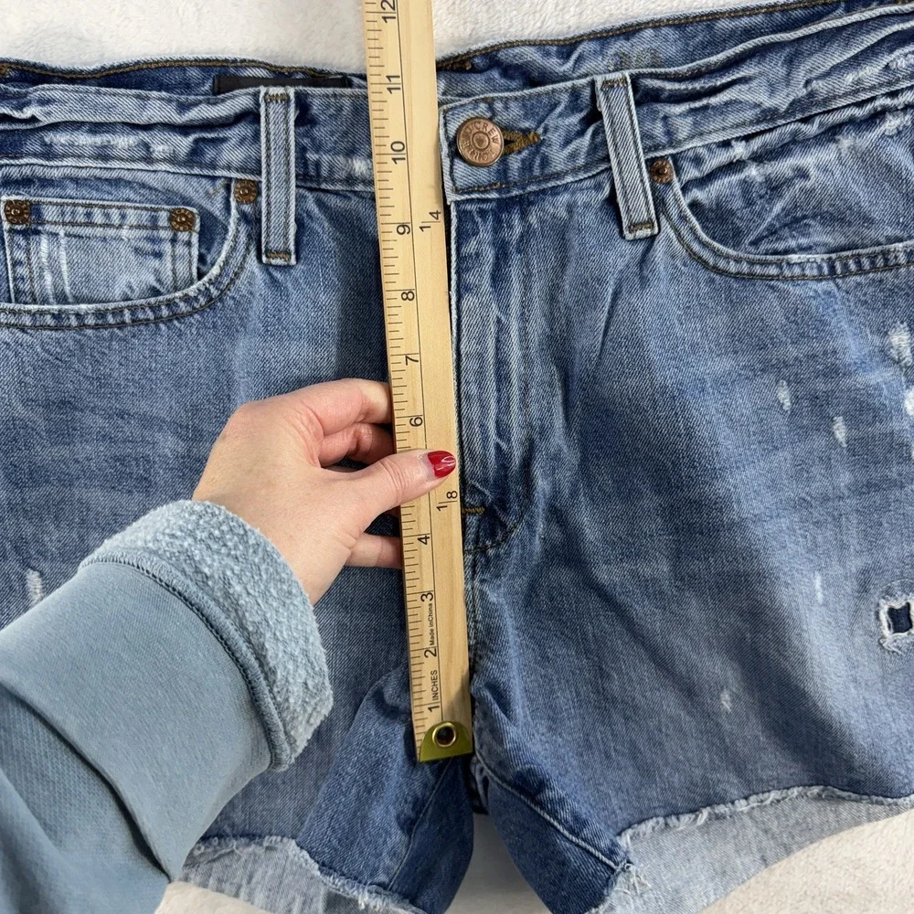 JCrew Sz 29 Jeans Shorts Broken In Boyfriend Cutoffs Blue Denim Distressed C0873